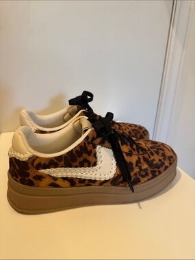 Women's Leopard Print Sneakers in Brown and White